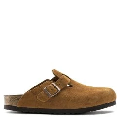 Birkenstock Shop 4 Birkenstock Boston Softbed Suede Leather In Mink (Narrow Width)