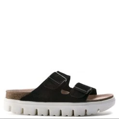 Birkenstock Women's Arizona Platform In Chunky Suede Black (Narrow Width)