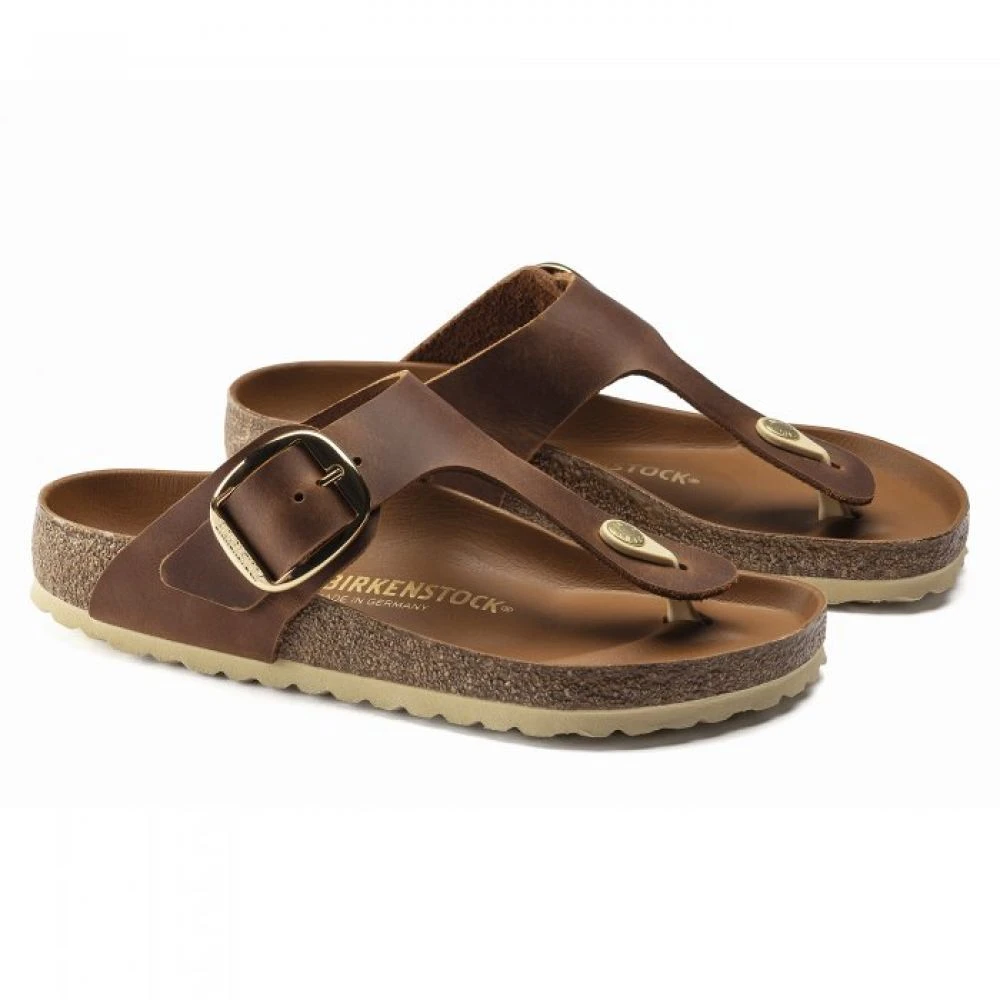 Birkenstock Women's Gizeh Big Buckle Leather In Cognac 2 Birkenstock Women's Gizeh Big Buckle Leather In Cognac - Image 2