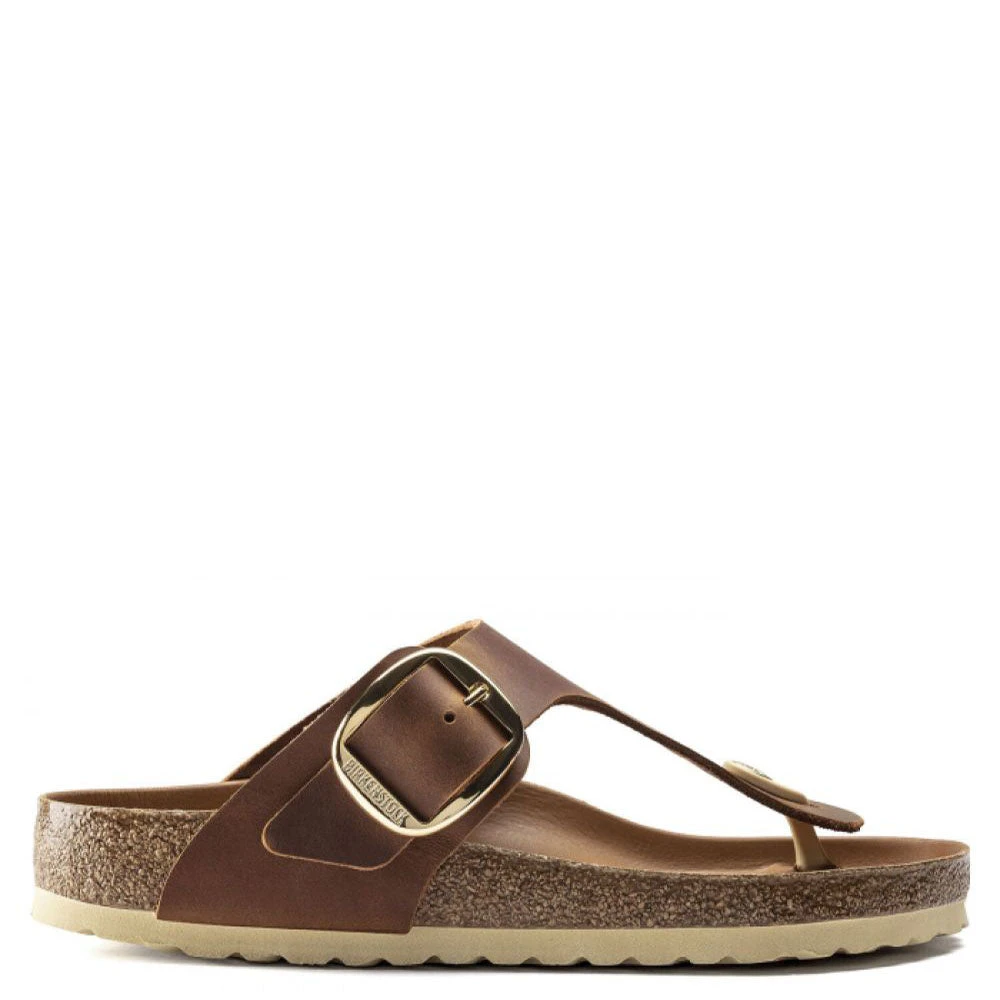 Birkenstock Women's Gizeh Big Buckle Leather In Cognac 1 Birkenstock Women's Gizeh Big Buckle Leather In Cognac