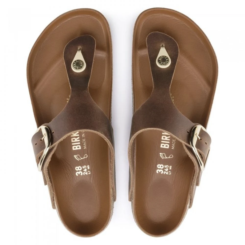 Birkenstock Women's Gizeh Big Buckle Leather In Cognac 3 Birkenstock Women's Gizeh Big Buckle Leather In Cognac - Image 3