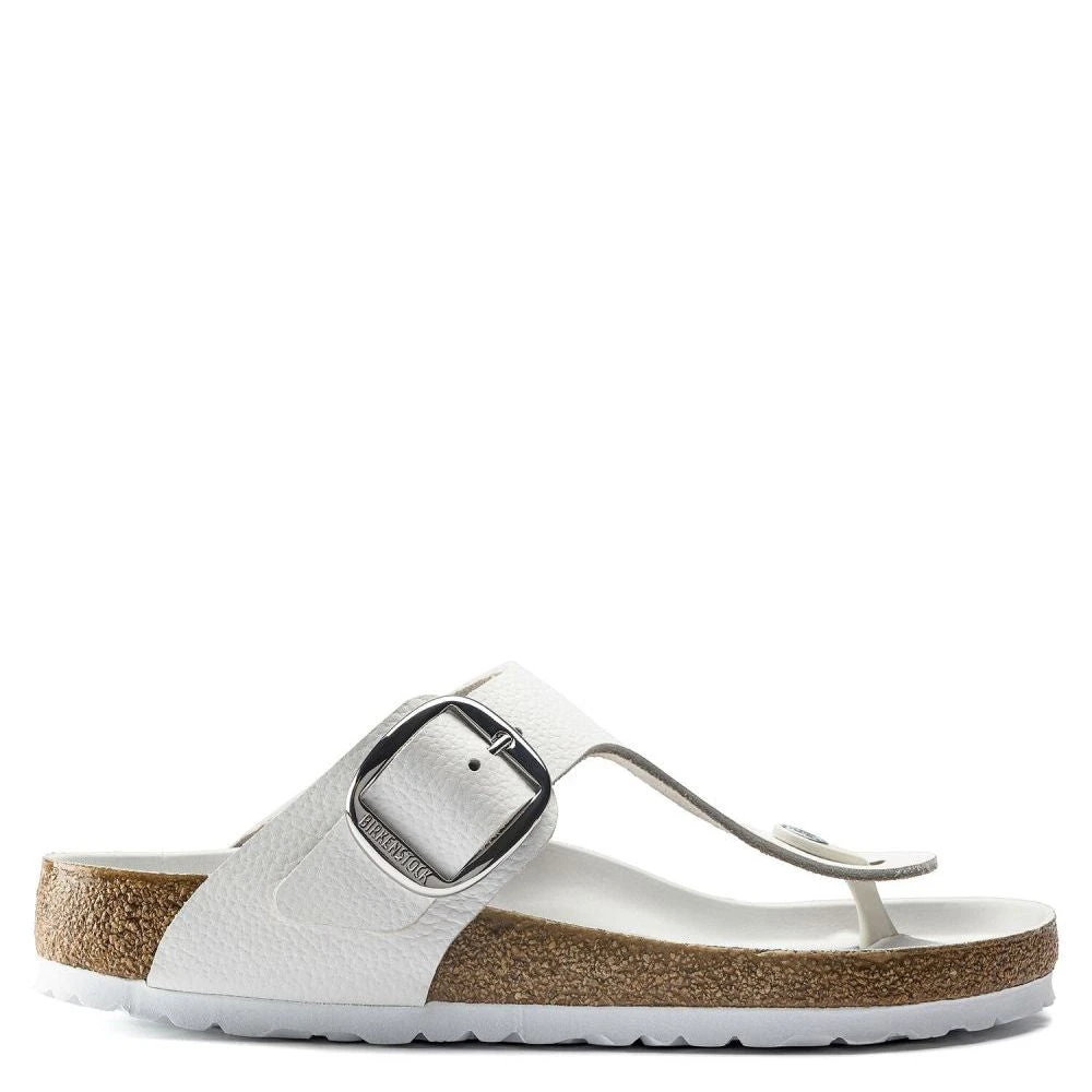 Birkenstock Women's Big Buckle Gizeh Leather In White 1 Birkenstock Women's Big Buckle Gizeh Leather In White