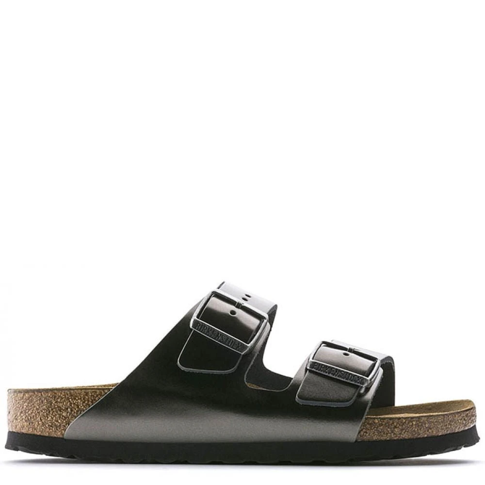 Birkenstock Women's Arizona Softbed Leather In Metallic Anthracite (Narrow Width) 1 Birkenstock Women's Arizona Softbed Leather In Metallic Anthracite (Narrow Width)