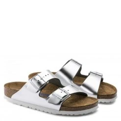 Birkenstock Women's Arizona Softbed Leather In Metallic Silver (Narrow Width) 7 Birkenstock Women's Arizona Softbed Leather In Metallic Silver (Narrow Width) -Birkenstock Shop 1 0 1005961 pair 1100x
