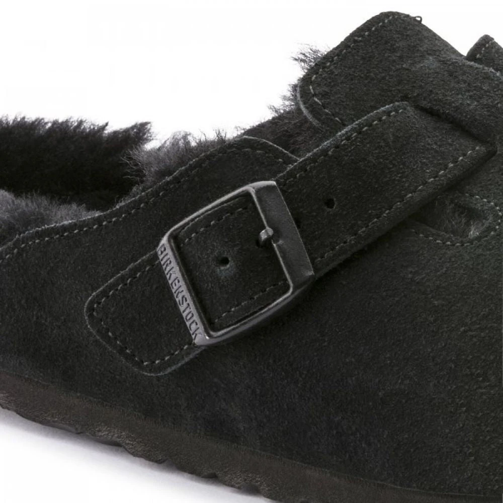 Birkenstock Boston Shearling Suede Leather In Black (Narrow Width) 4 Birkenstock Boston Shearling Suede Leather In Black (Narrow Width) - Image 4