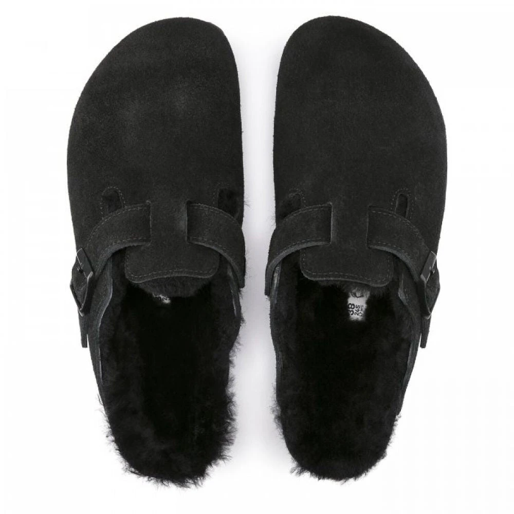 Birkenstock Boston Shearling Suede Leather In Black 3 Birkenstock Boston Shearling Suede Leather In Black - Image 3
