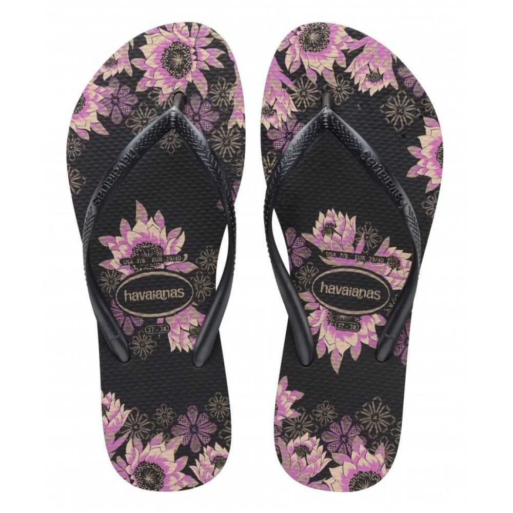 Havaianas Women's Slim Organic Flip Flop In Black/Dark Grey/Rose Gold 1 Havaianas Women's Slim Organic Flip Flop In Black/Dark Grey/Rose Gold