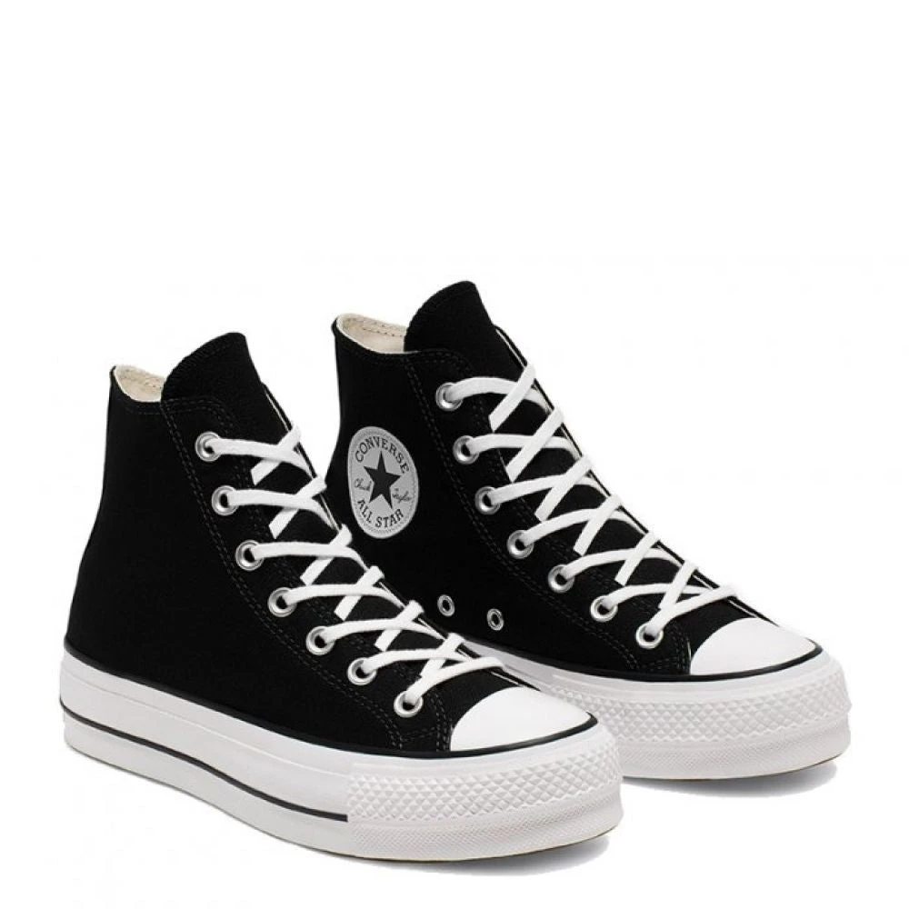 Converse Women's Chuck Taylor All Star Canvas Platform Hi In Black/White/White 4 Converse Women's Chuck Taylor All Star Canvas Platform Hi In Black/White/White - Image 4