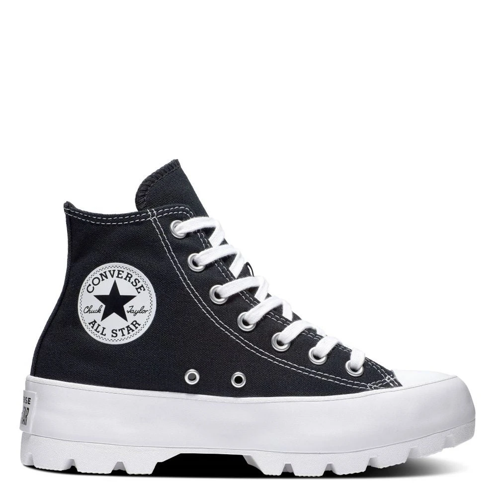 Converse Women's Chuck Taylor All Star Lugged Hi Top In Black/White/Black 1 Converse Women's Chuck Taylor All Star Lugged Hi Top In Black/White/Black
