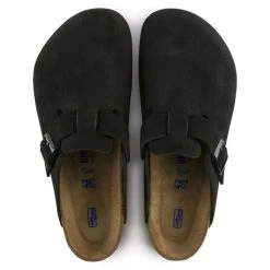 Birkenstock Boston Softbed Suede Leather In Black -Birkenstock Shop 660471 3 1100x