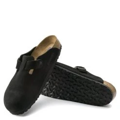 Birkenstock Boston Softbed Suede Leather In Black -Birkenstock Shop 660471 4 1100x