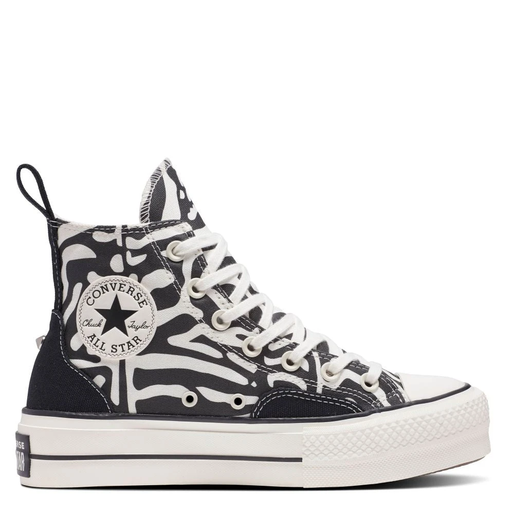 Converse Women's Chuck Taylor All Star Lift Platform Hi Animalier In Black/Egret 1 Converse Women's Chuck Taylor All Star Lift Platform Hi Animalier In Black/Egret