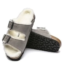 Birkenstock Women's Arizona Shearling In Stone Coin 6 Birkenstock Women's Arizona Shearling In Stone Coin -Birkenstock Shop BI 1017402 521W 3 1100x