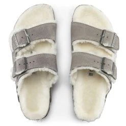 Birkenstock Women's Arizona Shearling In Stone Coin 7 Birkenstock Women's Arizona Shearling In Stone Coin -Birkenstock Shop BI 1017402 521W 4 1100x