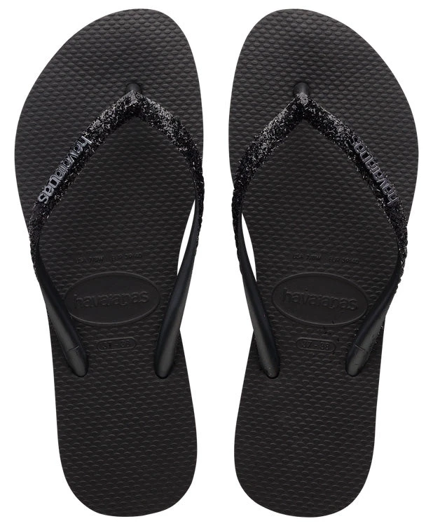 Havaianas Women's Slim Glitter II In Black 1 Havaianas Women's Slim Glitter II In Black