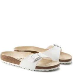 Birkenstock Madrid Birko-Flor In White (Narrow Width) -Birkenstock Shop b i birkenstock madrid birko flor white 40733 3 2 1100x