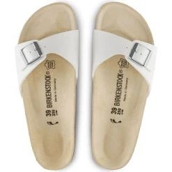 Birkenstock Madrid Birko-Flor In White (Narrow Width) -Birkenstock Shop b i birkenstock madrid birko flor white 40733 4 2 1100x