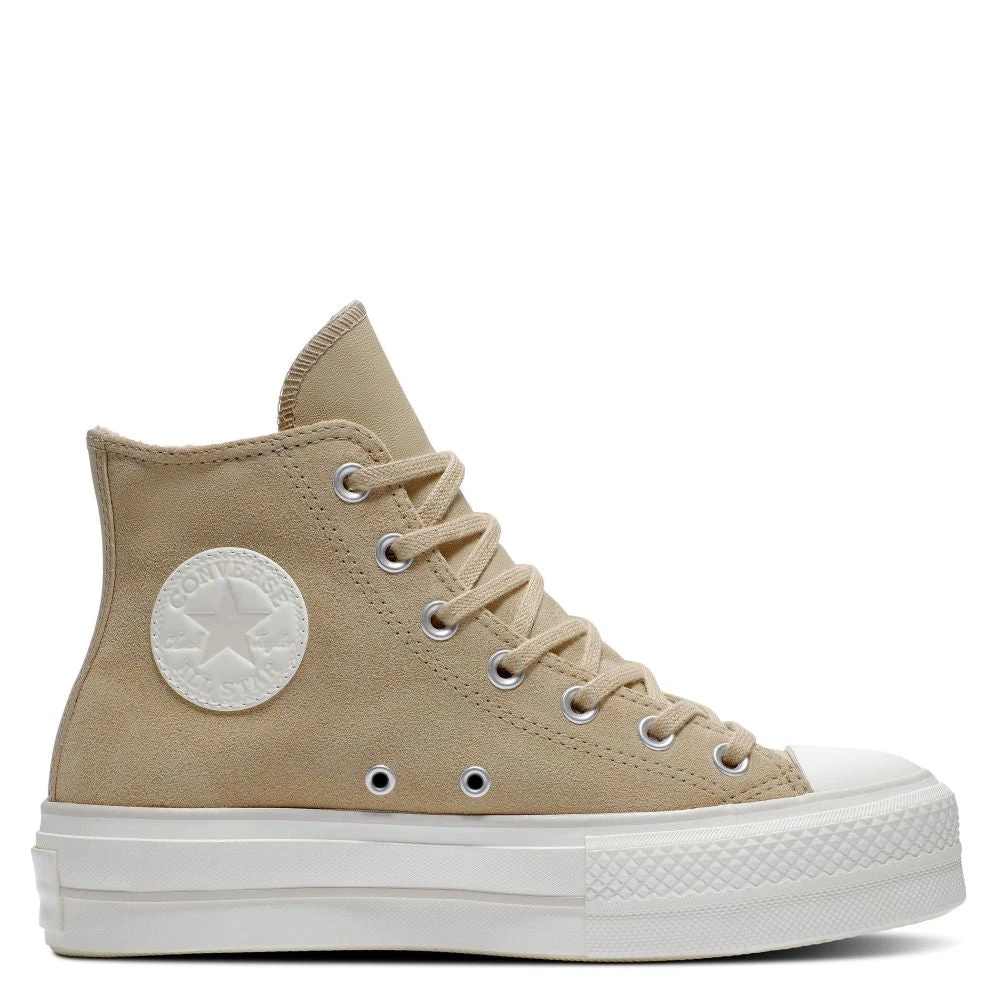 Converse Women's Chuck Taylor All Star Lift Platform Hi Suede In Nomad Khaki/Desert Sand/Egret 1 Converse Women's Chuck Taylor All Star Lift Platform Hi Suede In Nomad Khaki/Desert Sand/Egret