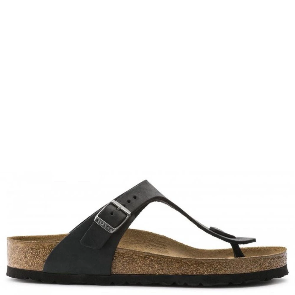 Birkenstock Women's Gizeh Oiled Leather In Black 1 Birkenstock Women's Gizeh Oiled Leather In Black