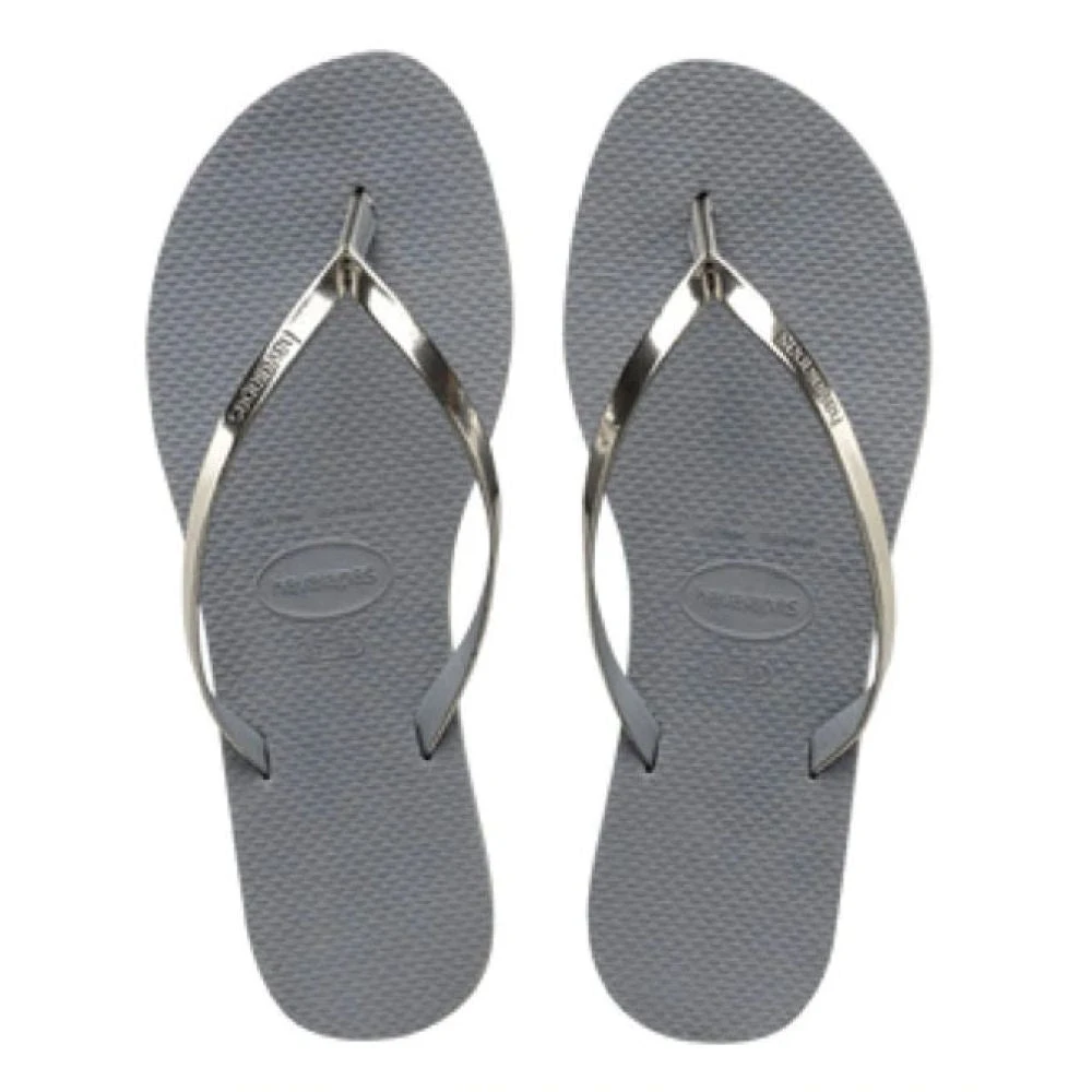 Havaianas Women's You Metallic Flip Flop In Steel Grey 1 Havaianas Women's You Metallic Flip Flop In Steel Grey