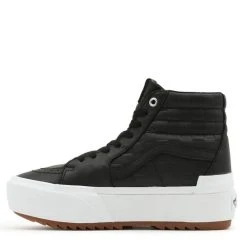 Vans Women's Emboss Check Sk8-Hi Stacked In Black/True White -Birkenstock Shop vn 0a4btwa5s 4172 4 1100x