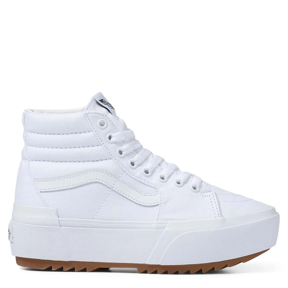 Vans Women's Sk8-Hi Canvas Stacked In True White 1 Vans Women's Sk8-Hi Canvas Stacked In True White